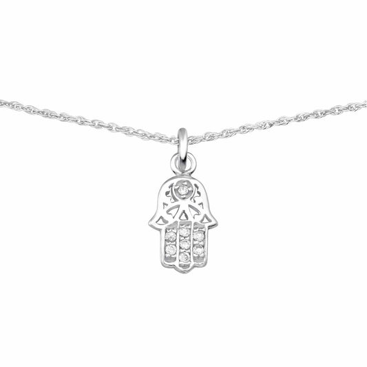 Sterling Silver Hamsa Pendant Necklace