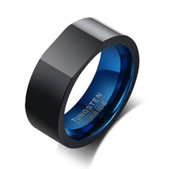 Tungsten Carbide Black Blue Signet Ring