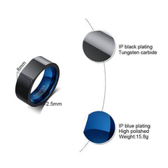 Tungsten Carbide Black Blue Signet Ring
