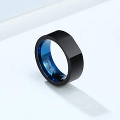 Tungsten Carbide Black Blue Signet Ring