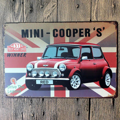 Mini Cooper Metal Tin Poster