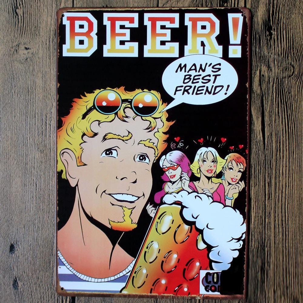 Man's Best Friend Beer Tin Sign Poster