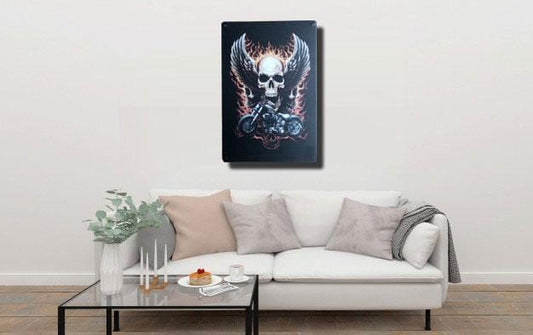 SKull and Mike Metal Tin Sign Poster