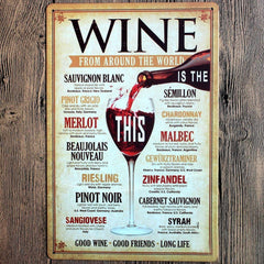 Wine From Around The World Retro Metal Tin Sign