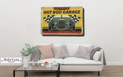 Hot Rod Garage Metal Tin Poster