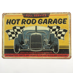 Hot Rod Garage Metal Tin Poster