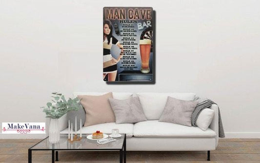 Man Cave Rules Metal Tin Sign Poster