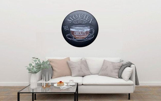 Mocha Chocolate Round Embossed Metal Tin Sign Poster