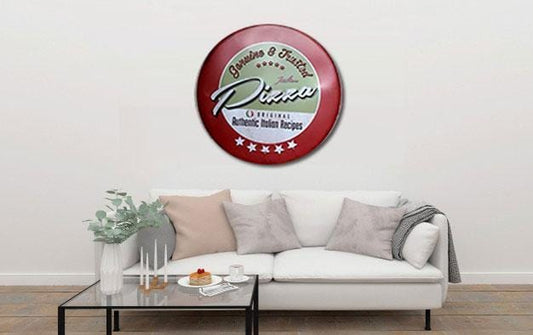 Pizza Round Embossed Metal Tin Sign Poster