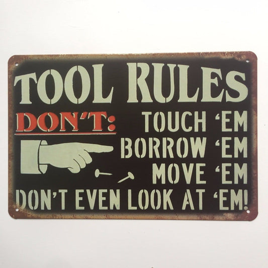 Tool Rules Sign Metal Poster