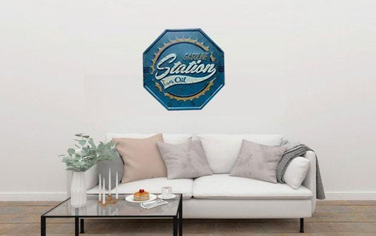 Gasoline Station Octagon Metal Tin Sign Poster