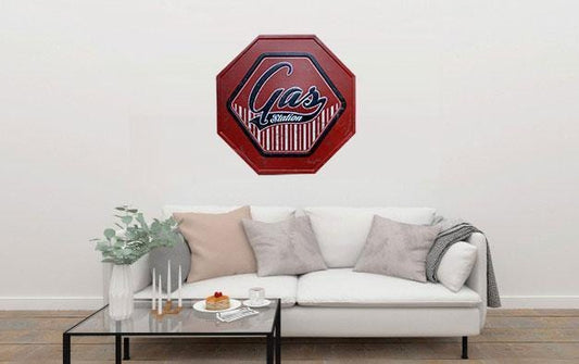 Gas Station Octagon Metal Tin Sign Poster