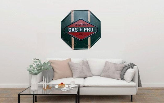 Gas Pro Octagon Metal Tin Sign Poster