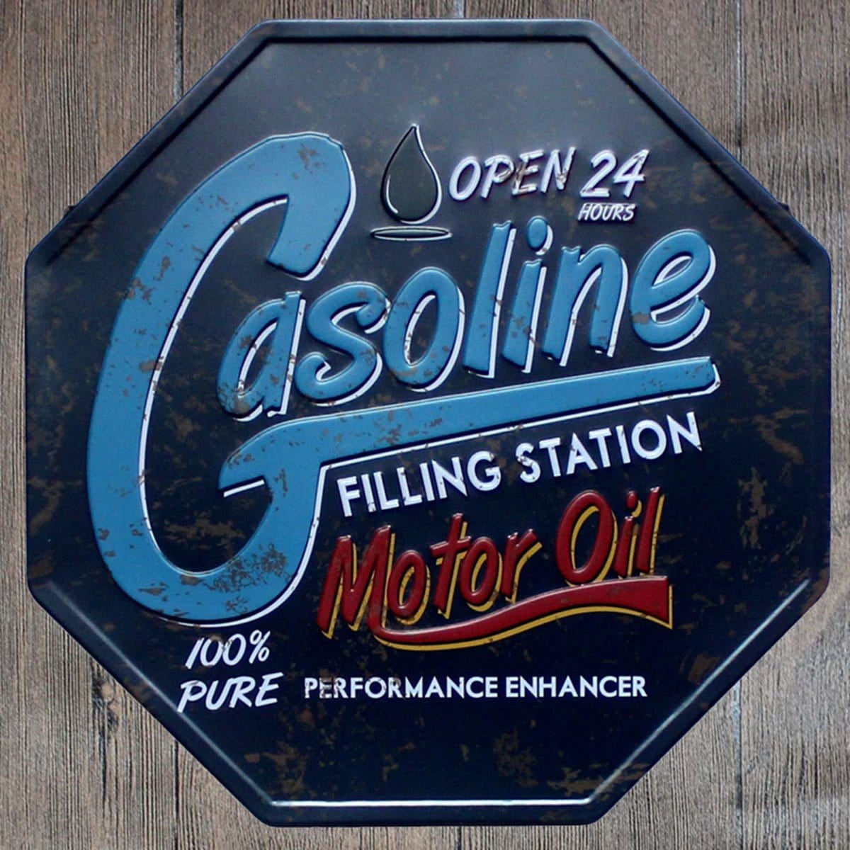 Gasoline Filling Station Octagon Metal Tin Sign Poster