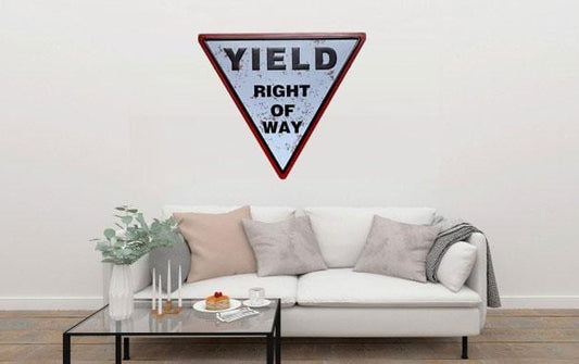 Yield Right Of Way Triangle Metal Tin Sign Poster