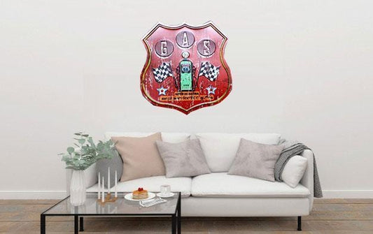 Gas Red Large Metal Tin Sign Poster