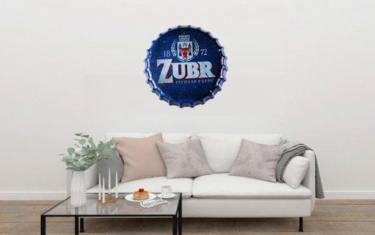 Zubr Round Embossed Beer Bottle Cap  Metal Tin Sign Poster