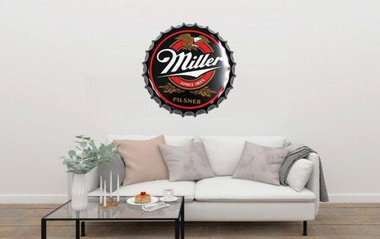 Miller Beer Cap Metal Tin Sign Poster