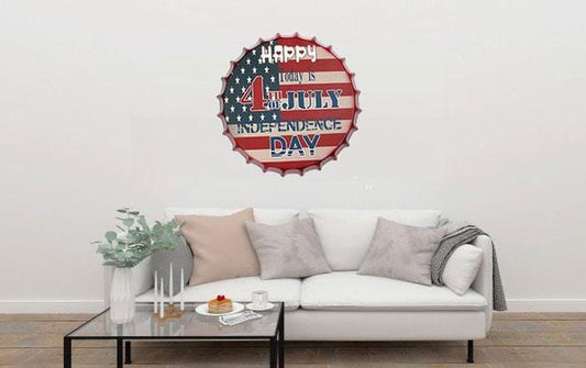 Happy 4th July Independence day Beer Cap Metal Tin Sign Poster
