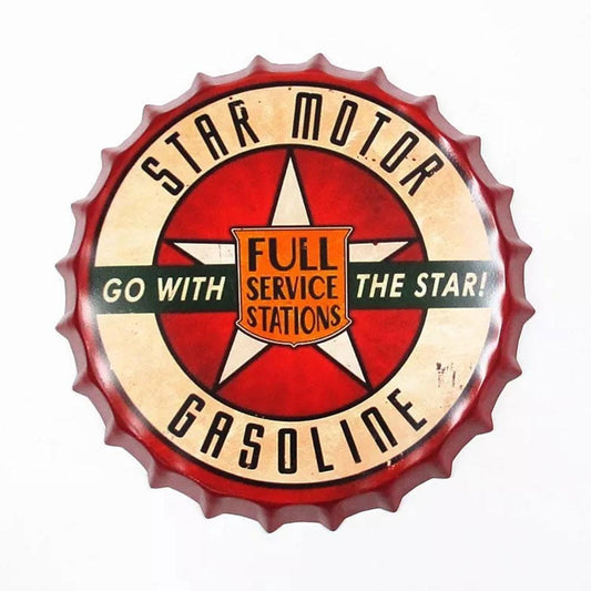 Star Motor Gasoline Beer Cap Metal Tin Sign Poster