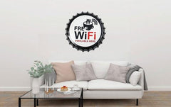 Free WI-FI Available Here Beer Cap Metal Tin Sign Poster