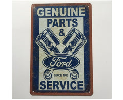 Ford Parts and Service Metal Tin Poster