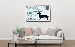 Vintage Dog Flamingo Tin Wall Poster
