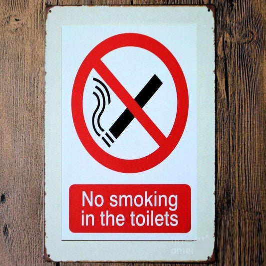 No Smoking in Toilets Sign Tin Poster