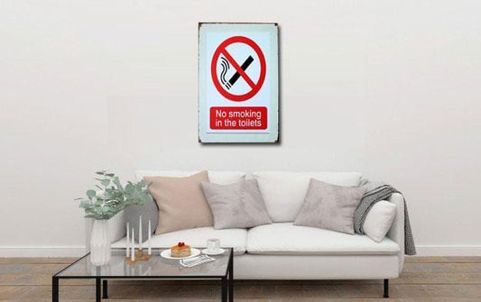 No Smoking in Toilets Sign Tin Poster
