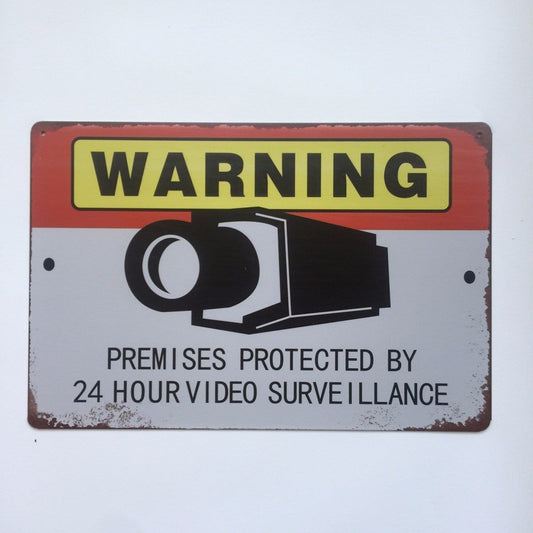 Video Surveillance Warning Metal Tin Poster