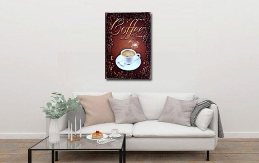 Vintage Coffee Time Metal Tin Poster