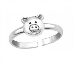 Silver Pig Adjustable Toe Ring