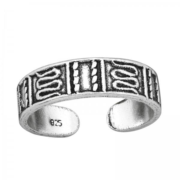 Silver Patterned  Toe Ring