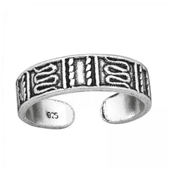 Silver Patterned  Toe Ring