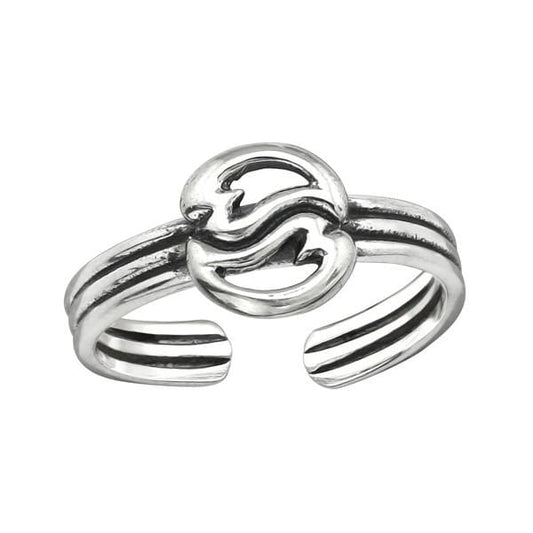 Silver Curved Heart Toe Ring