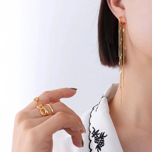 Long Tassel Drop Earrings