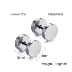 Stainless Steel Dumbbells  Earrings for Men