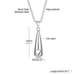 Teardrop Ashes Cremation Women Necklace