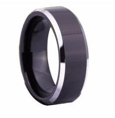Tungsten Black Silver Wedding Ring