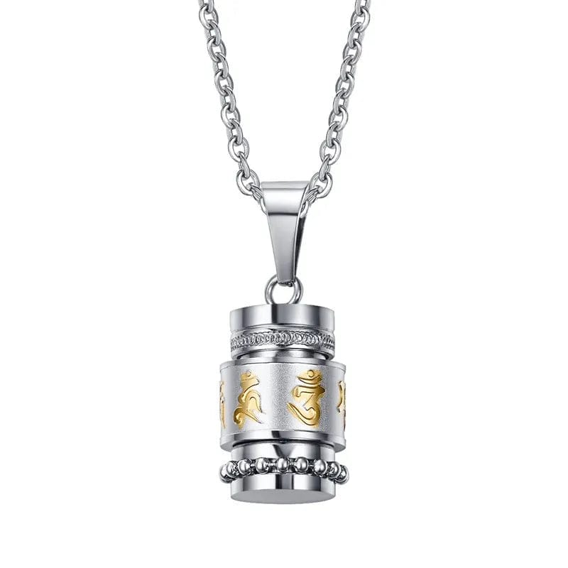 Steel Men Religion Spinner Necklace