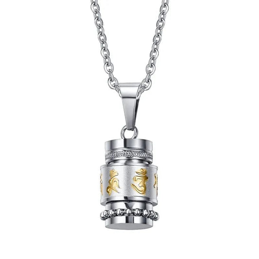 Steel Men Religion Spinner Necklace