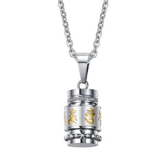 Steel Men Religion Spinner Necklace