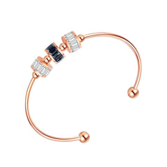  Steel Rose Gold Bead Bangle 