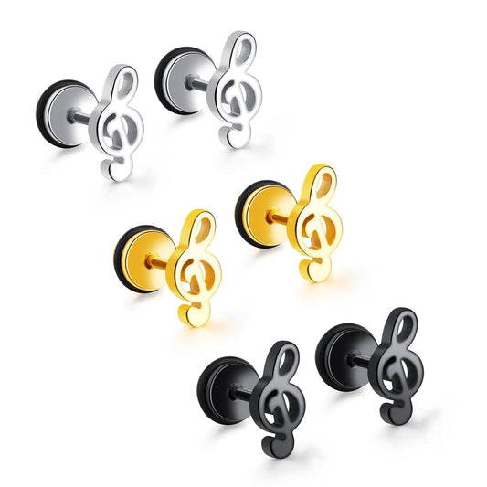 Treble Clef Earrings 
In Stainless Stee