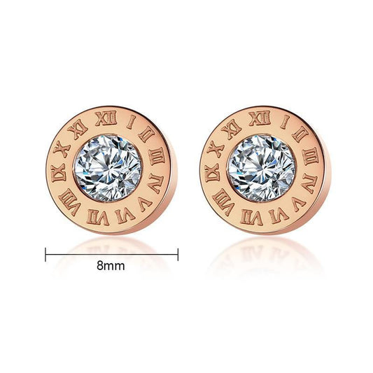 Stainless Steel Round Cz Solitaire Stud Earrings
