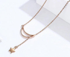 Sterling Silver Moon and Star  Pendant Necklace