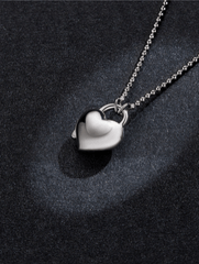 Silver Heart Lock  Love Necklace