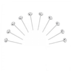Set of 10 2.5mm Silver White Crystal Bend Nose Studs