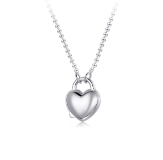 Silver Heart Lock  Love Necklace