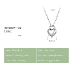 Silver Heart Lock  Love Necklace